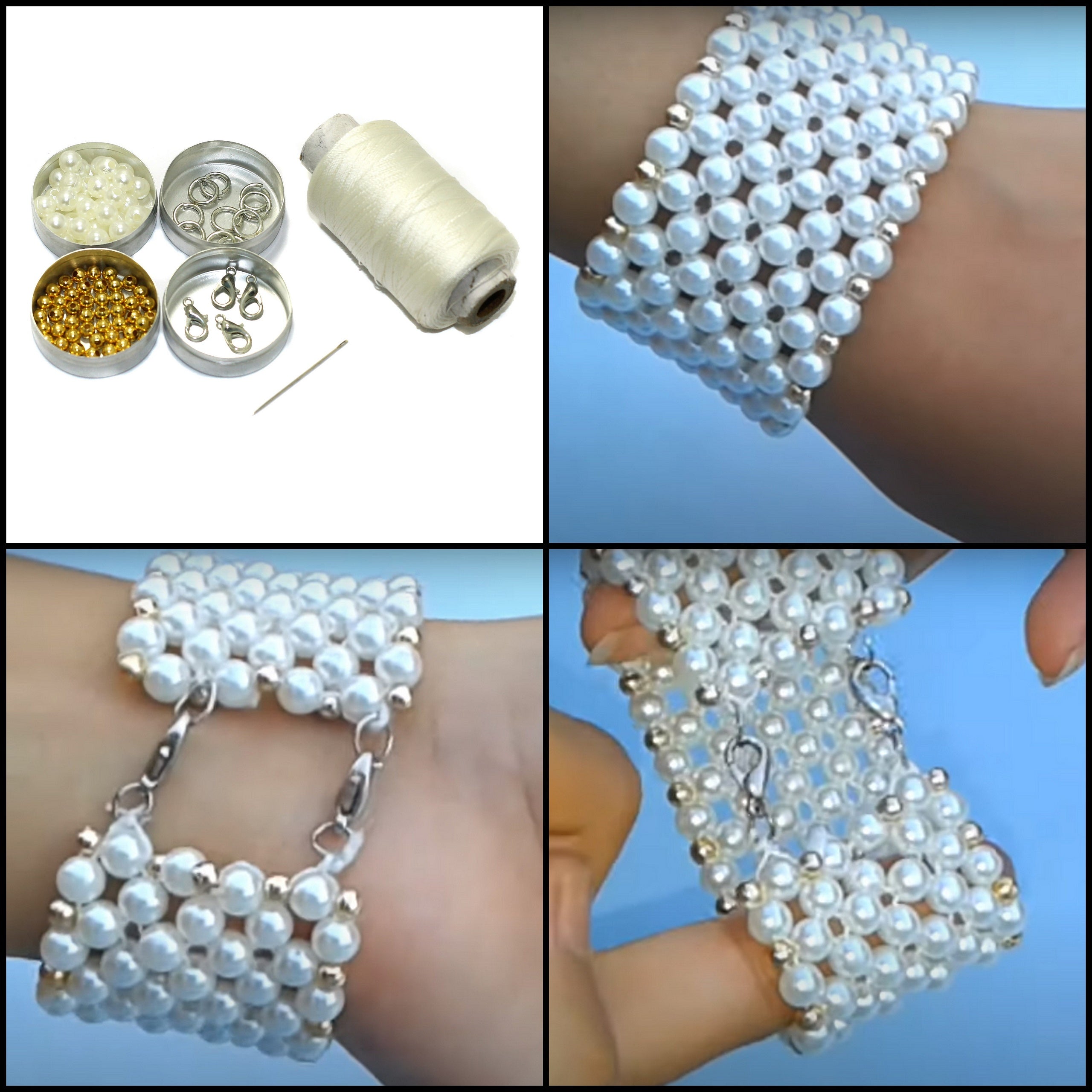How to Make Cultured Pearl Bracelet on 2 Strands Leather Cord Wrap Bracelet ?(PD1025)